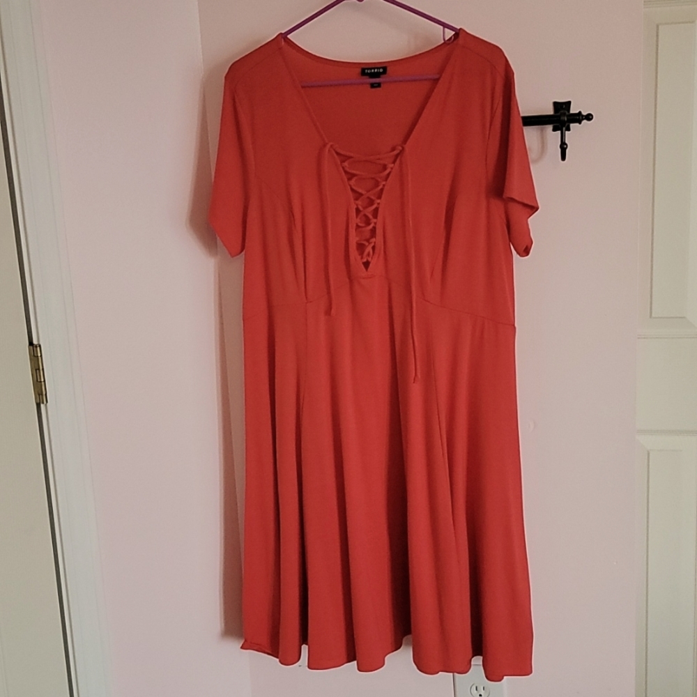 Torrid 2 coral skater dress